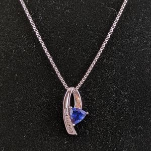 VAHAN 10K White Gold, Sapphire & Diamonds Pendant